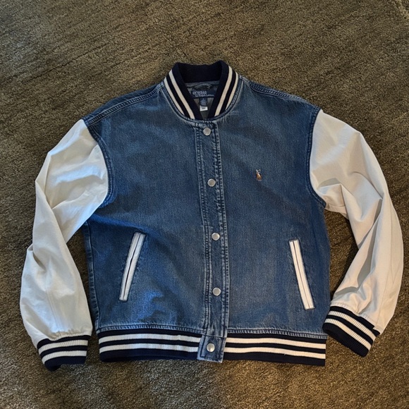 Polo Ralph Lauren Jackets & Blazers - Polo by Ralph Lauren Denim and White Jacket Bomber